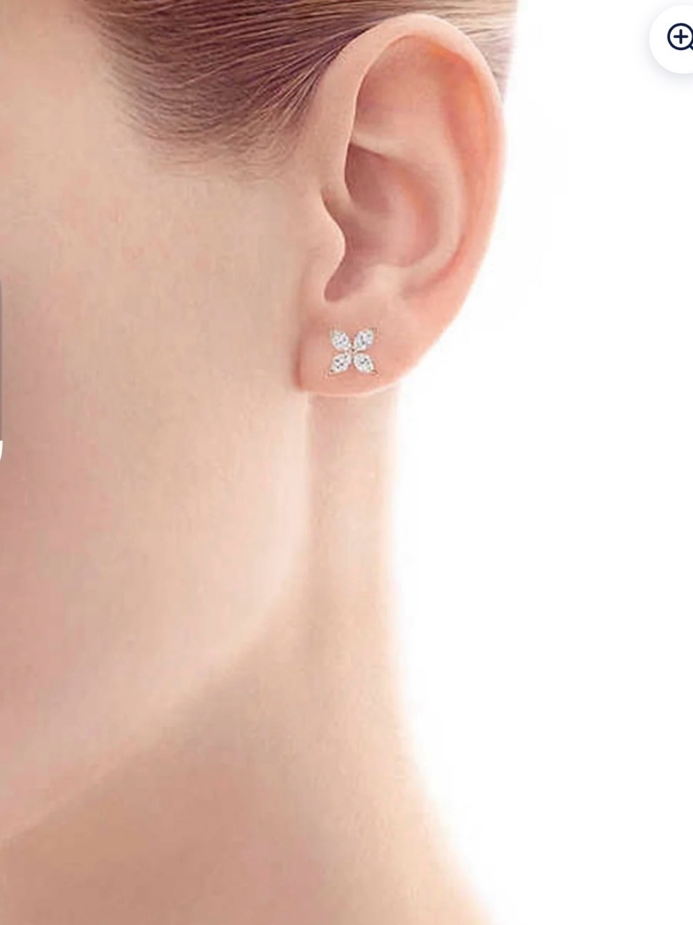 14k Gold Diamond Marquise Flower Stud Earrings - White - Picture 2 of 6